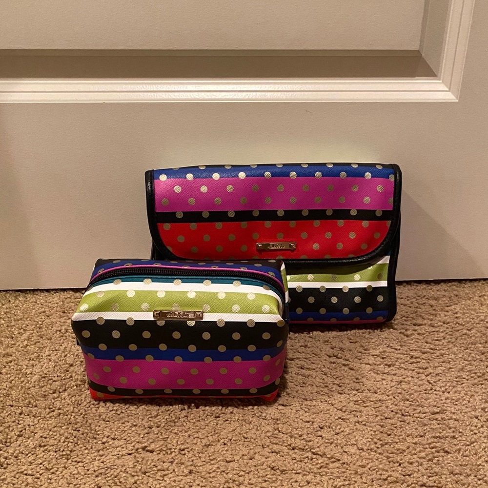New Stella & Dot Crazy Stripe Travel Roll and Pouf